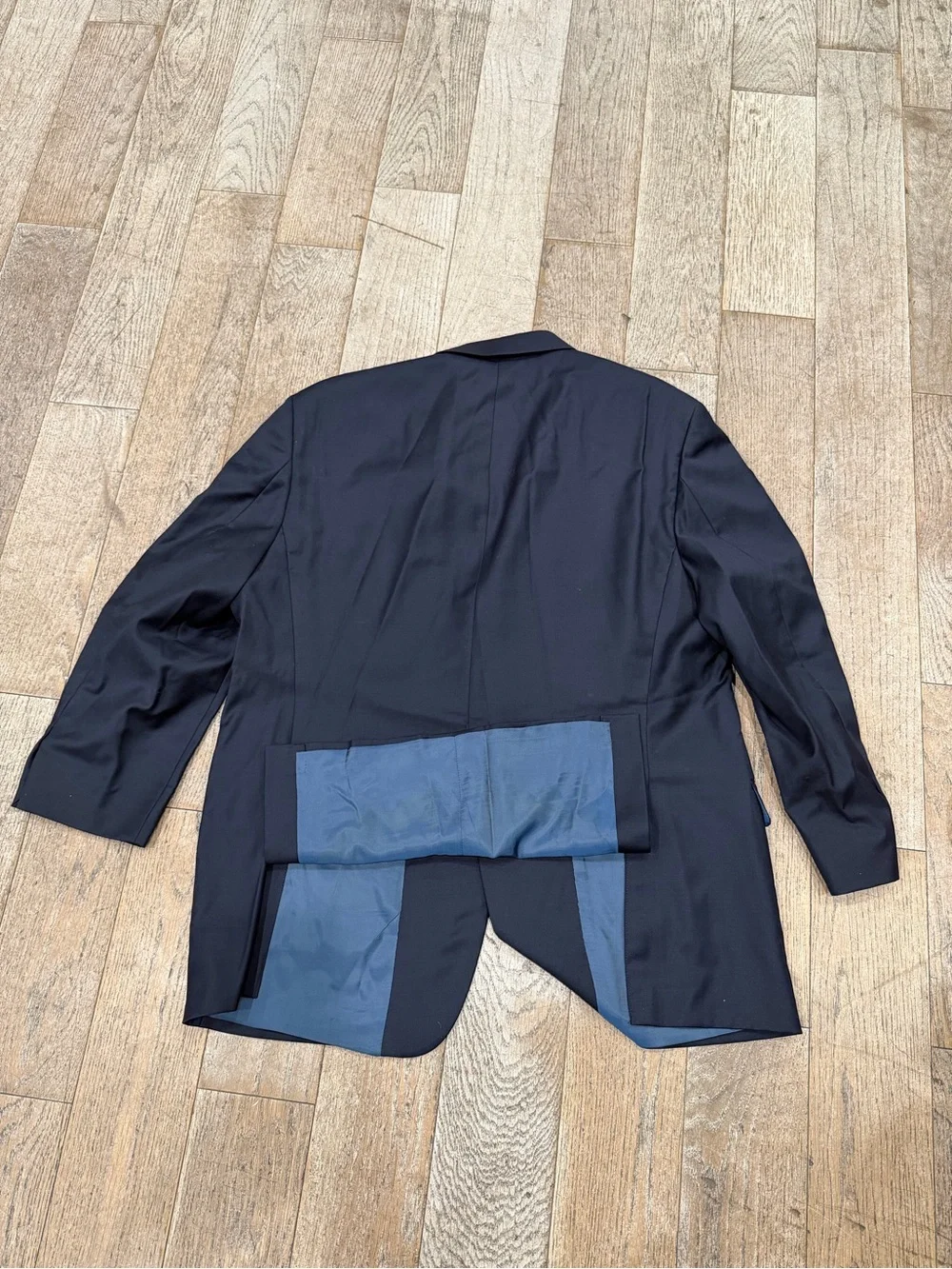 Vintage Hickey Freeman 100% Worsted Wool Blazer Jacket Navy Blue 50R USA Made
